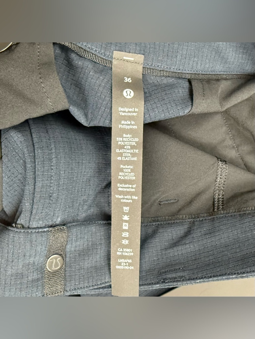 Lululemon Mens ABC Woven Air Commission Pants 36 x 32 Slim Fit Navy Blue B8 - Picture 6 of 13